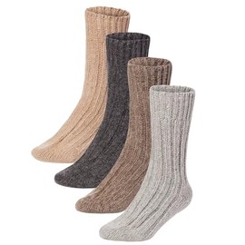 BRUBAKER 4 Pairs Thick Cashmere Socks - Mixed Colors - Size EU 47-50 / US 12.5-14
