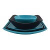 Anforama Vajilla Cuadrada Tipo Plastico Melamina Azul/ Negro 20piezas