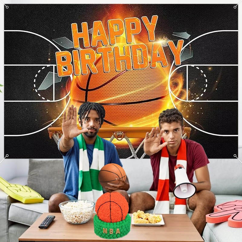 SKTMH Basketball Backdrop Basketball Birthday Party Background Basketball Happy Birthday