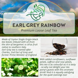 Earl Grey Rainbow Loose Leaf Tea – Premium Ceylon Black Tea Infused With Bergamot Oil - with Saffron & Cornflowers & Sunflowers & Rose (Rainbow, 175g)
