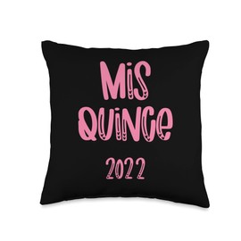 Mis Quince 15th 2022 Birthday Party T Co. Mis Quince 15th 2022 Camisa de Quinceanera Birthday Party Throw Pillow, 16x16, Multicolor