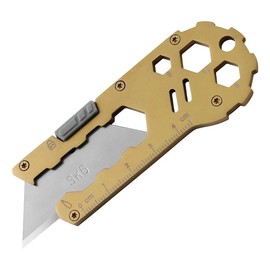 Generic Box cutter, Mudder Multi-Purpose Sliding Blade Box Cutter with Retractable Safety Lock, SK5 Carbon Steel Blades, Heavy Duty, for Office, School, Household (Golden)