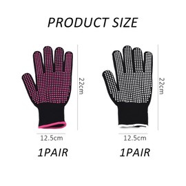 2 Pairs Heat Resistant Gloves, Fire Gloves, Insulated Cooking Gloves, Non-Slip Oven Gloves, Suitable for Baking, Grilling, Curly Hair (Black)