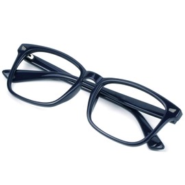 VisionGlobal Blue Light Blocking Glasses for Women/Men, Stylish Square Frame, Anti Glare (Navy, 5.25 Magnification)