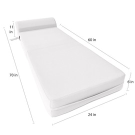Danfuton Sleeper Chair Folding Foam Beds, Foldable Sofa Bed Sit Sleep 6 x 24 x 70 White