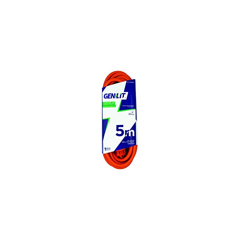 Genlit GL-XTUR5MN Extensión Uso Rudo, color Naranja, 5 m