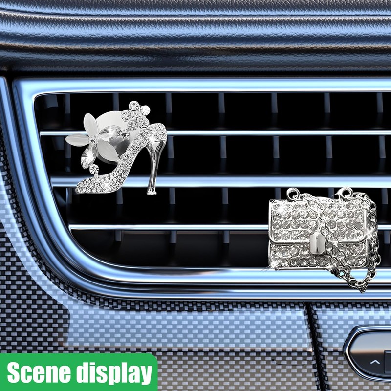 ZIMISI 2PCS Bling Elephant Car Vent Clips, Crystal Diamond Car