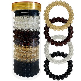 BeliJiu Spiral Coil Hair Ties - Basic 12P - Phone Cord Hair Ties, Elastic Hair Ties for Women, Wrinkle Free, Long Lasting, Ponytail, Pain Free Hair Accessories, Curly, Straight Hair, All Hair Types