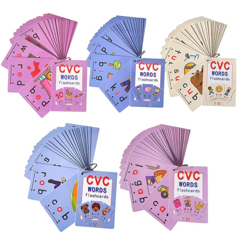 Lachilly CVC Words Flashcard Consonant+Vowel+onsonant Toddler Learning Supplies for Kindergarten