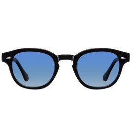 H HELMUT JUST Sunglasses Mens Womens Vintage Round Porlarized Lenses Designer Eyewear (Black/Blue Gradient)