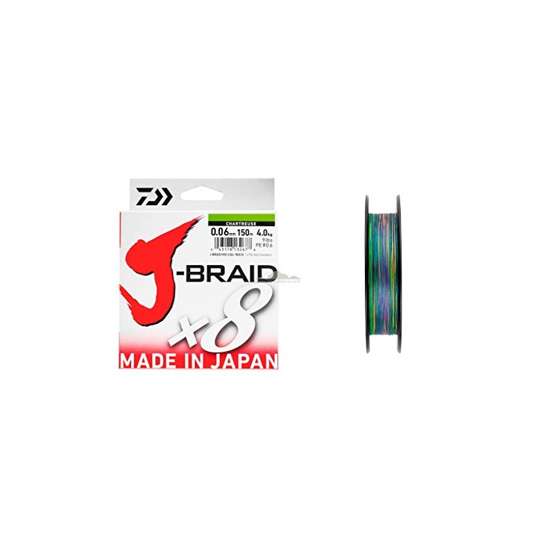 Daiwa J-Braid 8 Braid Geflochtene Angelschnur, Mehrfarbig, 300 m, Dm: