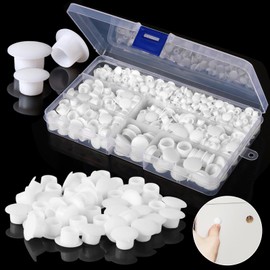 VEPEPE 500 PCS White Plastic Hole Cover Caps, 5/6/8/10/12 mm Screw Plugs for Cabinet Furniture Locking & Blanking