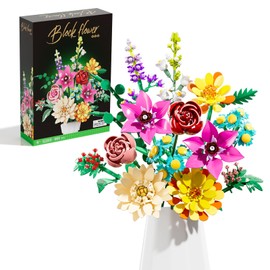 Flower Bouquet Building Set,891PCS Artificial Plant Flower Kit Toy for Kids, Artificial Flowers Botanical Collection for Adults Women Girls, Gifts for Mother's Day, Birthday, Christmas, Home Decor