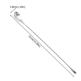 Mezcla de Acero Inoxidable, Cucharas Mezcladoras de Cóctel de Acero Inoxidable con Patrón en Espiral Cuchara Agitadora de Cóctel de Mango Largo para Barra