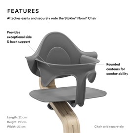 Stokke Nomi Baby Set, Grey - Provides Side & Back Support While Baby Learns to Sit - Compatible with All Nomi Chairs