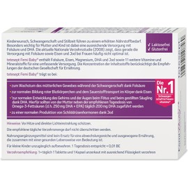 tetesept Femi Baby - 16 Nutrients for Desiring Children, Pregnancy & Breastfeeding - with Folic Acid, Iron, Iodine + DHA - 1 x Monthly Pack of 30 Tablets + 30 Capsules