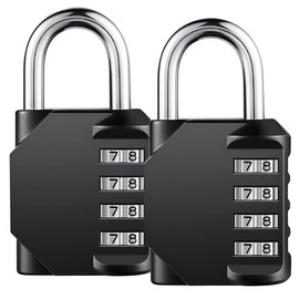 Combination Lock, [2 Packs] 4 Digit Re-settable Security Padlock, Combination Padlock Set for School, Gym or Sports Locker, Toolbox, Storage (Black)