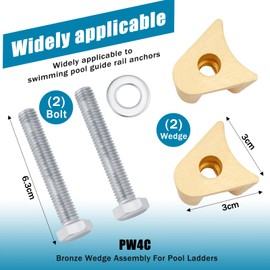 MorningRo 4 Pack inground Pool Ladder Anchors Pool Cover Parts Wedge Assembly Pw-4c for 4" Rail Anchors, Ps-4019-bc Bronze Railing Swimming Fixture Hardware Including Wedge Bolts and washers