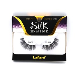 Laflare 3D SILK MINK Premium Faux Mink Eyelashes, Cat Eyes, Wispy, Fluffy, Soft as Mink, Multi-layered False Lashes (SM07)