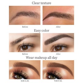 Fengyang 2 x Waterproof 3D Eyebrow Pencil, Eyebrow Pencil with 4 Micro Fork Tips, Eyebrow Pencil, Crochet Drawing, Durable for Men and Women