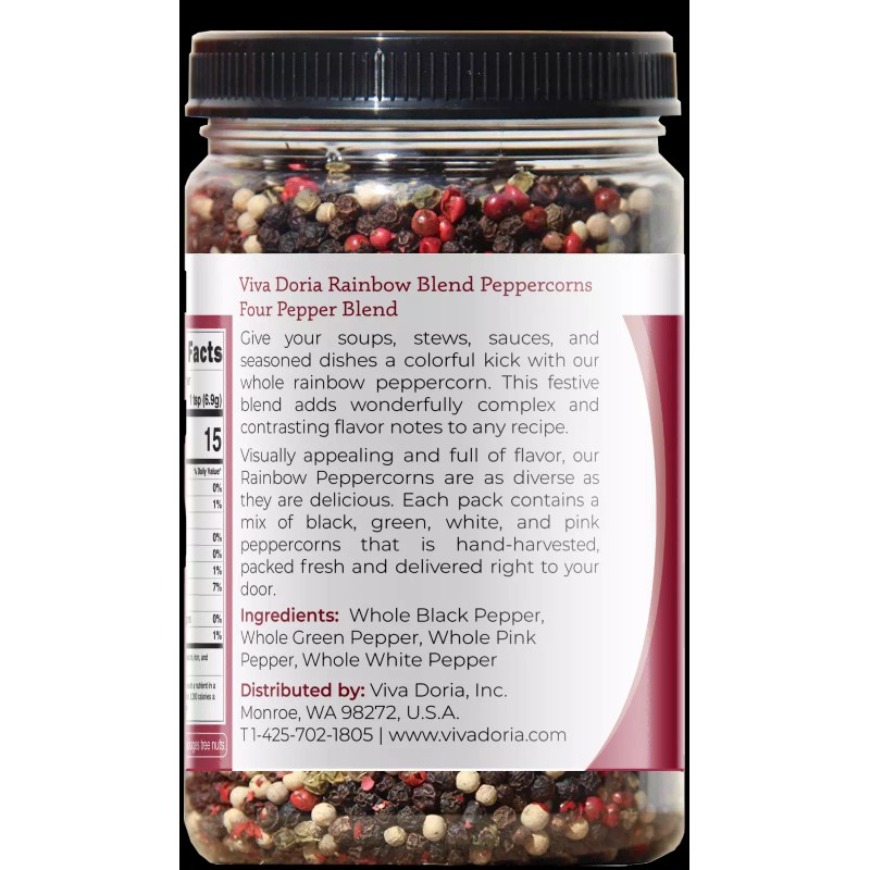 Viva Doria Rainbow Peppercorns, 16 oz - 4 Peppercorn mix,