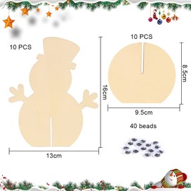 Bluelves Craft Christmas Children, Pack of 10 3D Snowman Wooden Christmas Decoration, Craft Set Christmas Children, DIY Christmas Crafts, Wooden Christmas Tree Decoration, Christmas Tree Decoration