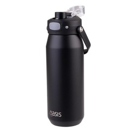 Oasis Ceramic Lined Stainless Steel Triple Wall Insulated 'Capri' Drink Bottle with Quick Release Lid 750 ml - Black