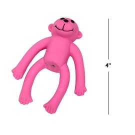 PUREPET 4 Inch Tiny Latex Dog Toy Cute Little Mini Monkey Squeaker for Small Breeds and Puppies (Pink)