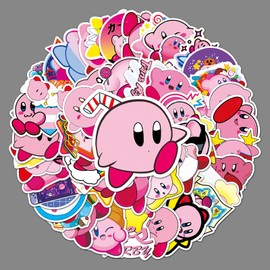 Kirby Stickers Pack of 50 Cartoon Cute Game Kirby Stickers for Laptop Skateboard Guitar Fridge Scrapbook Luggage Car Motorcycle Waterproof Trendy Aesthetic Stickers for Teenagers Children