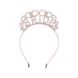 Bride to Be Headband, Rhinestone Bride Tiara Hen Party Bride to Be Crown, Bride Headband for Bachelorette Party Bridal Shower(Rose Gold)