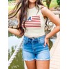 Tankaneo Womens American Flag Crop Tank Tops High Neck 4th
