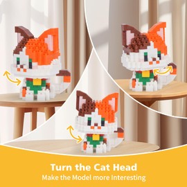 LULUFUN Lovely Cat Building Blocks Set, Mini Building Toy, Toy Gifts for Children and Adults, DIY Crafts Kit for Home Decor, Set of 6 Cute Cat Models