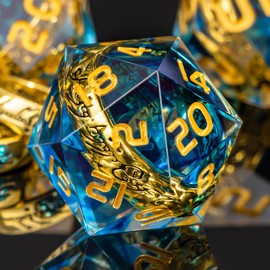 KERWELLSI 7Pcs Sharp Edge Lord of The Rings DND Dice Set D&D with Gifts Box, Polyhedral Magic Lort Resin Dungeons and Dragons D and D Dice, Green Resin Role Playing Games Dice D20 D12 D10 D8 D6 D4