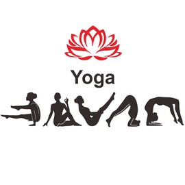 ANFRJJI Yoga Studio Wall Sticker - Removable PVC Decal with Lotus & Hinduism Patterns - Unique Gift for Yoga Lovers, Ideal for Bedroom or Home Studio Decor - Relaxing Art - 37"x20" (Black+red)