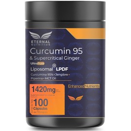 ETERNAL NUTRITION Essentials Cúrcuma con Jengibre y Pimienta Negra 95% (100 Cápsulas) | Curcuminoides + Piperina y Aceite de MCT | 50 Porciones · 1420 mg | Antiinflamatorio y Antioxidante