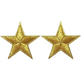 Ranger Return Set 2 of Small Cute Mini Star Sign Badge Shape Tiny Decal Applique Sew Iron on Embroidered Patches - Gold (Star-GL-MINI2)
