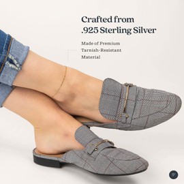 KEZEF Sterling Silver Figaro Chain | Fine Diamond Cut 1.5mm Anklet for Women, Girls and Men | Lightweight Italian Jewelry | 10" Length