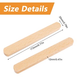 MOROBOR Beech Wood Self-Stick Sliding Door Handle, 2 PCS 172 mm Self-Adhesive Wooden Cabinet Handles Solid Wood Door Handle for Wardrobe Drawer Window Glass Door
