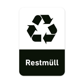 Recycling Sticker Set of 8 Residual Rubbish Bin Rubbish Bin (5 x 7.5 cm)