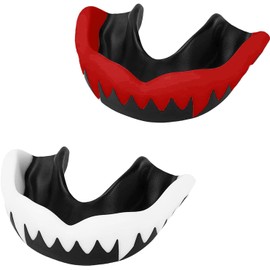Mouth Guard, Sports Mouth Guard for Adults Children Mouth Guard with Portable Hygiene Box for American Football Martial Arts, Boxing, Kickboxing, Hockey (Black, Red, Black and White)