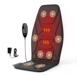 Vibration Massage Seat Cushion with Heat, Back Massager for Chair with 8 Vibration Motors, Heated Massage Cushion for Office Chair, Recliner & Sofa, Full Back & Seat Comfort, Idea Gift for Dad