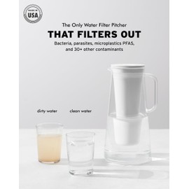 LifeStraw Home – Water Filter Pitcher, 10-Cup, Midnight Blue, BPA Free Designed for Everyday Protection Against Bacteria, parasites, microplastics, Lead, Mercury, PFAS and a Variety of Chemicals
