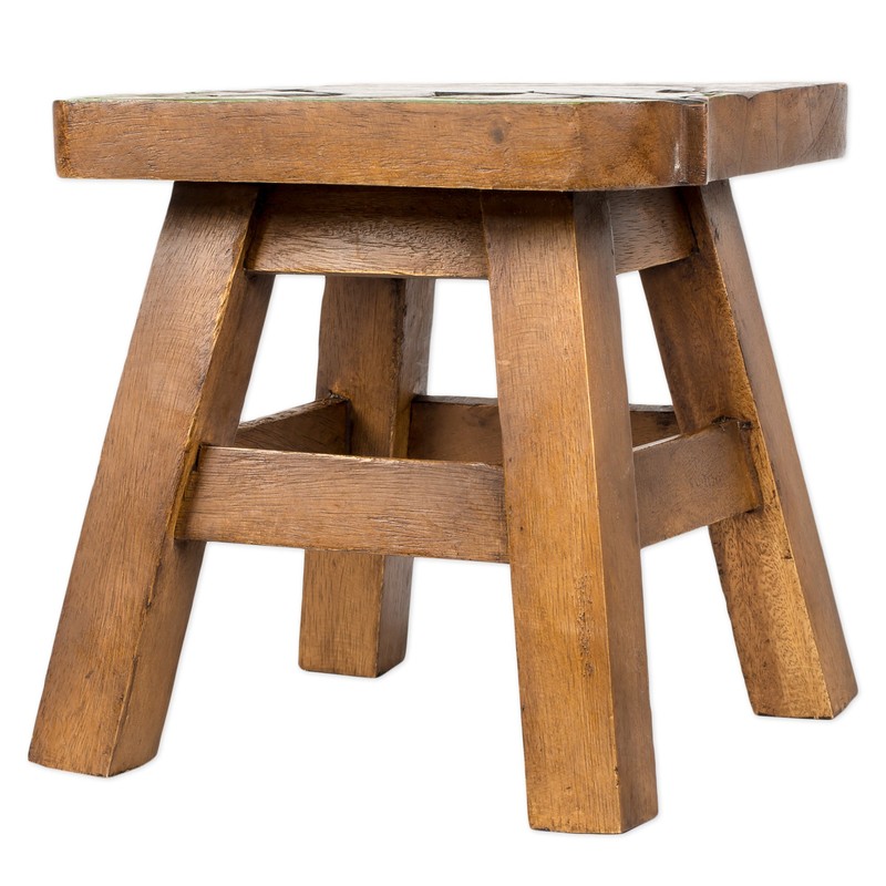 Bear in Mountains Design Hand Carved Acacia Hardwood Decorative Short