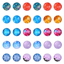 Snowflake Glass Cabochons Flatback Semicircular Dome Christmas Theme Mosaic Printed Picture Tile 10 mm Pack of 100