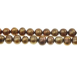 Creative-Beads Freshwater Pearl Strand Approx. 40 cm 6-7 mm Potato Brown for Jewellery Making Decoration and Crafts