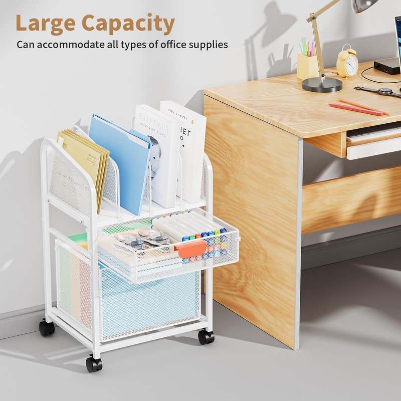 Marbrasse Rolling file Cart with Adjustable Dividers, Mobile File Cabinet