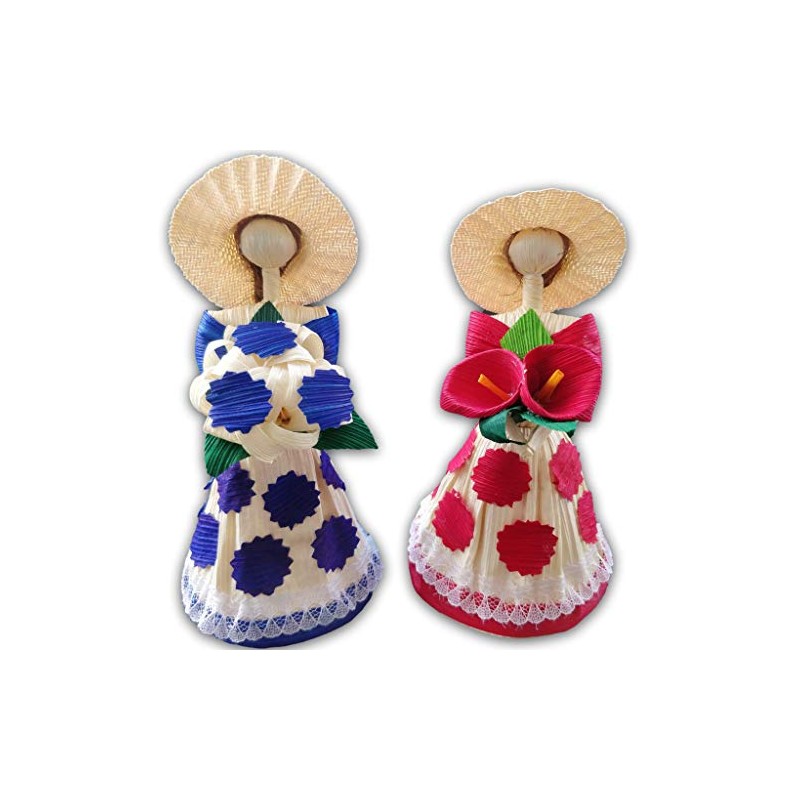 Corn Husk Doll Decorative Doll 2 Pack Handcrafted Dolls Mexican