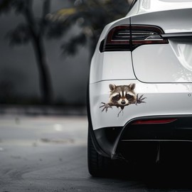 Peeking Raccoon Decal Sticker, Funny Adorable Pickaboo Raccoon Face Sticker for Bumper Window Mirror as Vinyl Waterproof Removable Weatherproof Outdoor Decals