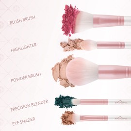 Luvia Make-Up Brush Set, Daily Essentials Brush Set, Powder and Eye Brush in Set, 5 Vegan Cosmetic Brushes