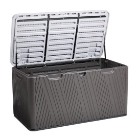 Aoodor Storage Deck Box 71 gal with Air Rods for Garden Tools Furniture Cushions - Brown
